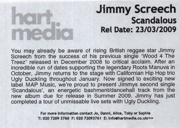 Jimmy Screech : Scandalous (CDr, Single, Promo)