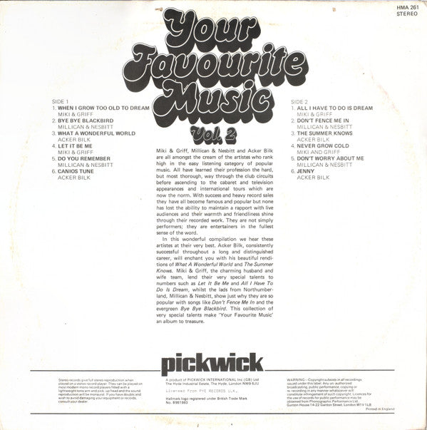 Millican & Nesbitt / Miki & Griff / Acker Bilk : Your Favourite Music Vol. 2 (LP, Comp)