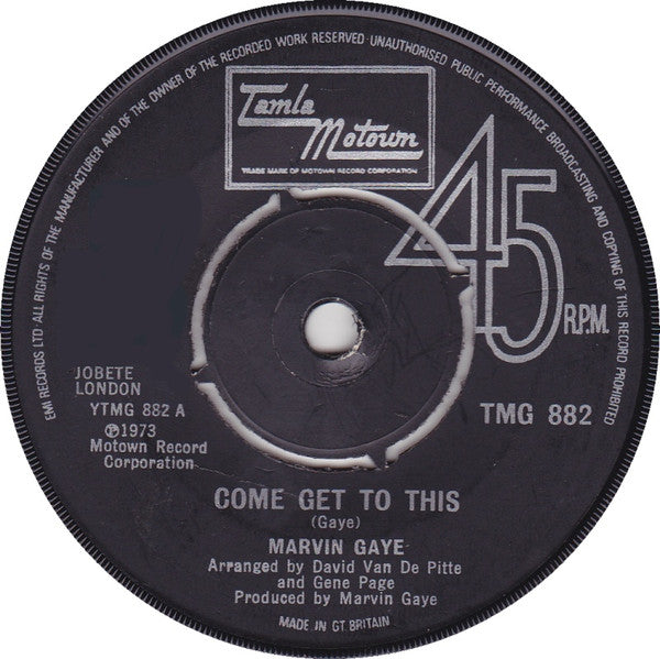 Marvin Gaye : Come Get To This (7", Single, 4 P)