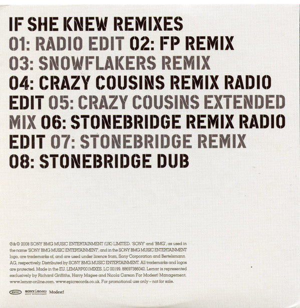 Lemar : If She Knew (Remixes) (CD, Single, Promo)