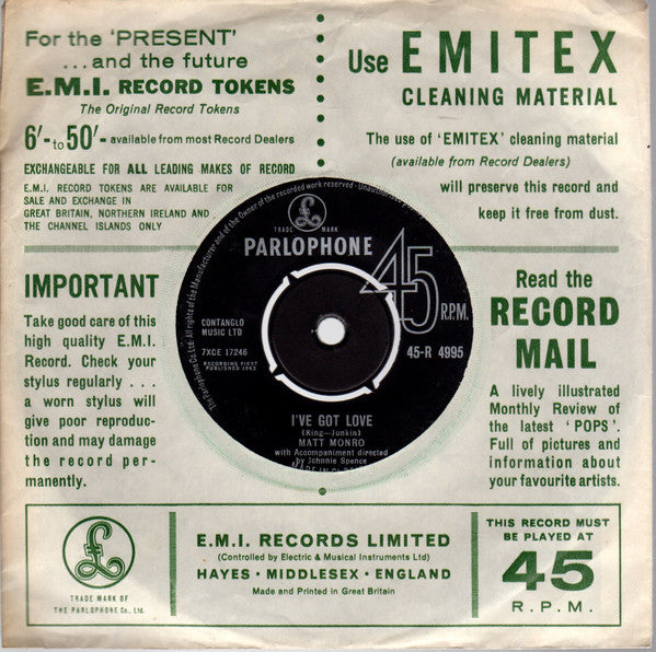 Matt Monro : One Day (7", Single, 4-P)