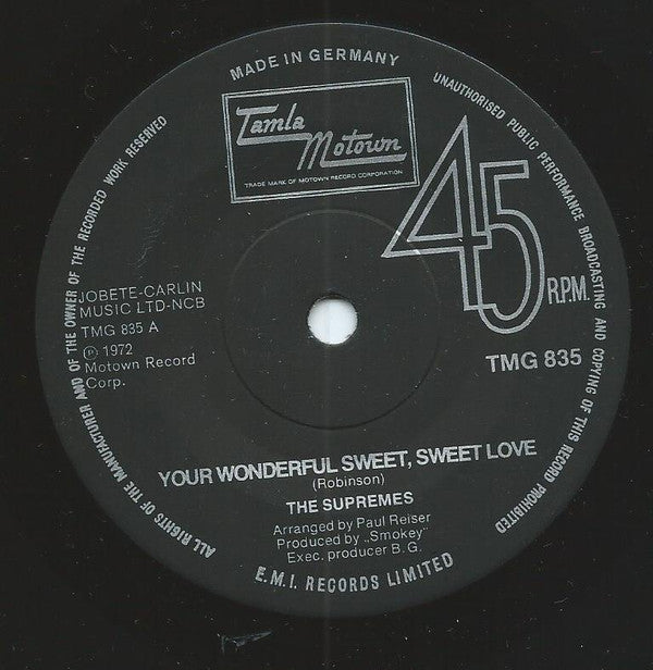 The Supremes : Your Wonderful Sweet, Sweet Love (7", Sol)