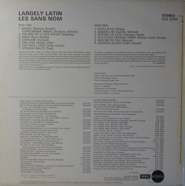 Les Sans Nom : Largely Latin (LP)