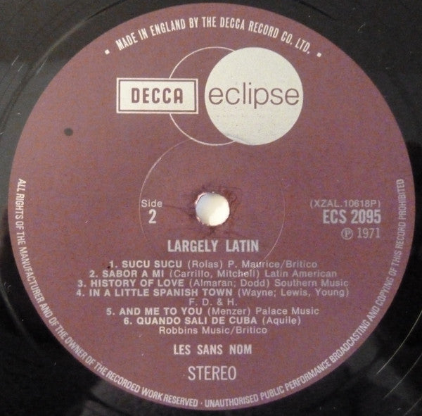 Les Sans Nom : Largely Latin (LP)