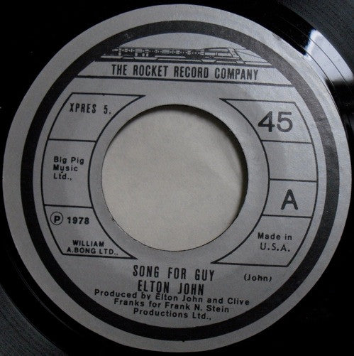 Elton John : Song For Guy (7", Single, Styrene)