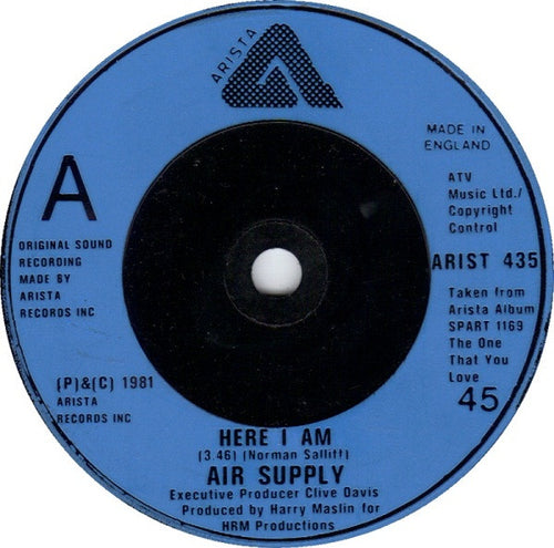 Air Supply : Here I Am / Don't Turn Me Away (7", Single)