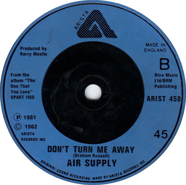 Air Supply : Here I Am / Don't Turn Me Away (7", Single)