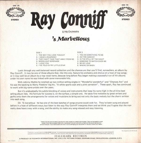Ray Conniff & His Orchestra : 'S Marvelous (LP, Album, RE)