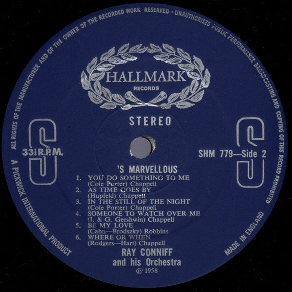 Ray Conniff & His Orchestra : 'S Marvelous (LP, Album, RE)