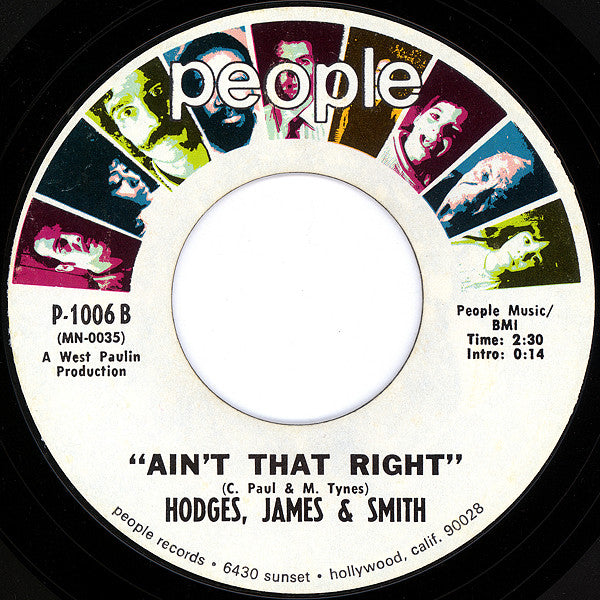 Hodges, James And Smith : Somewhere A Valley / Ain't That Right (7", Single)