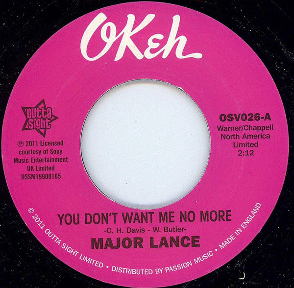 Major Lance : You Don't Want Me No More / Don't Fight It (7", RE)
