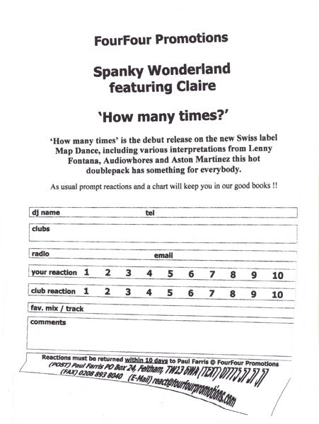 Spanky Wonderland : How Many Times (2x12", W/Lbl)