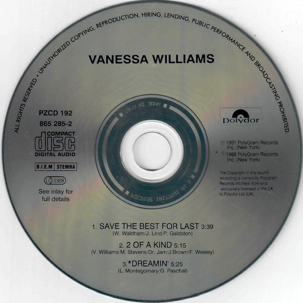 Vanessa Williams : Save The Best For Last (CD, Single)