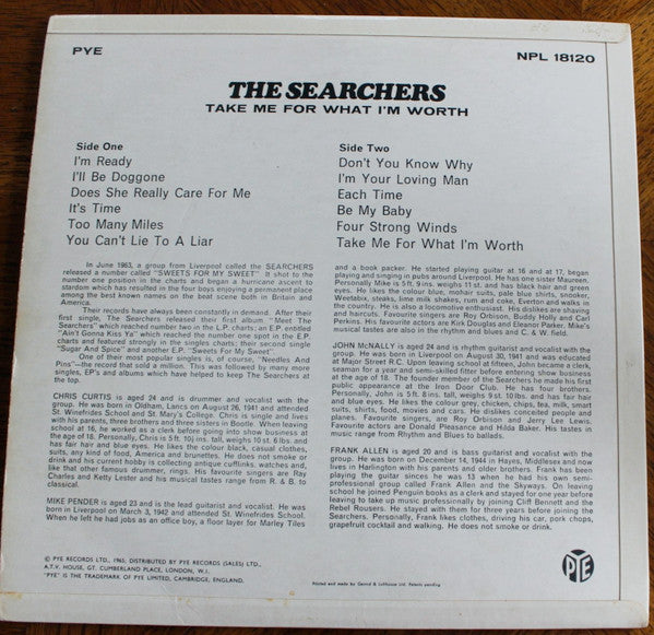 The Searchers : Take Me For What I'm Worth (LP, Album, Mono)