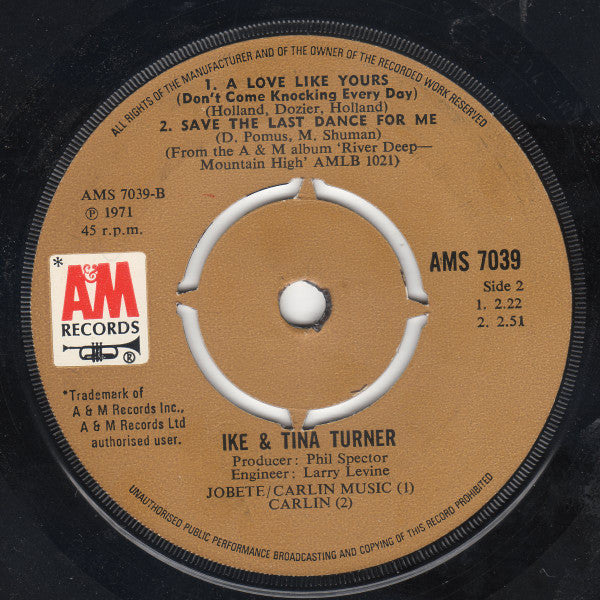 Ike & Tina Turner : River Deep - Mountain High (7", Single)