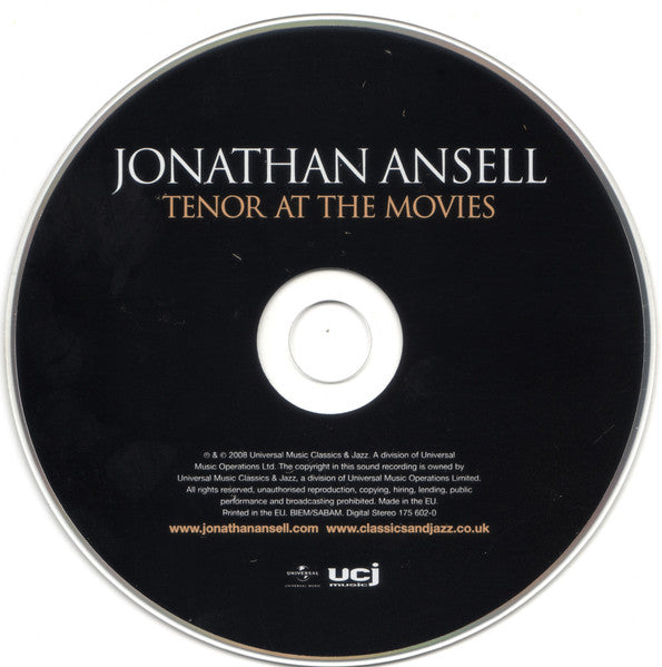 Jonathan Ansell : Tenor At The Movies (CD, Album)