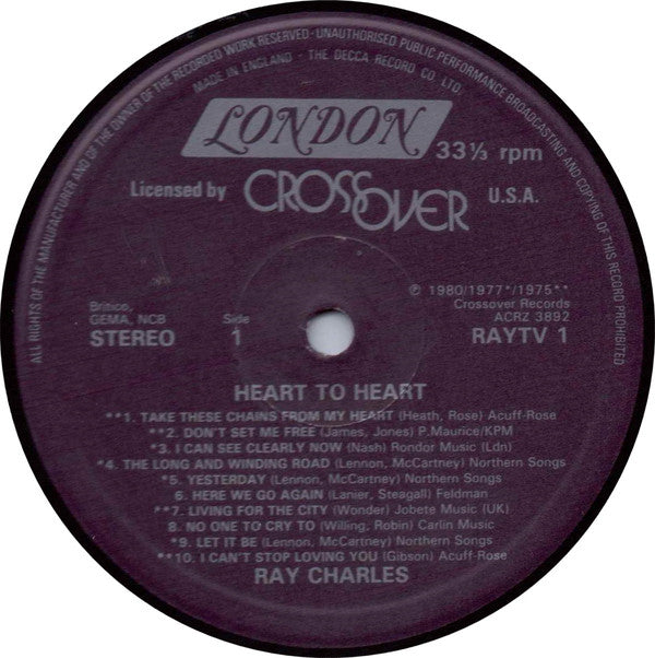 Ray Charles : Heart To Heart (His 20 Hottest Hits) (LP, Comp)