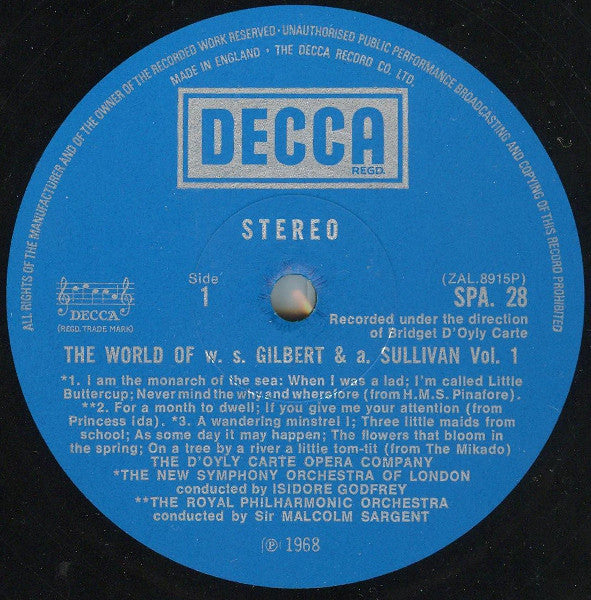 Gilbert & Sullivan : The World Of W. S. Gilbert & A.Sullivan Vol.1 (LP, Sil)