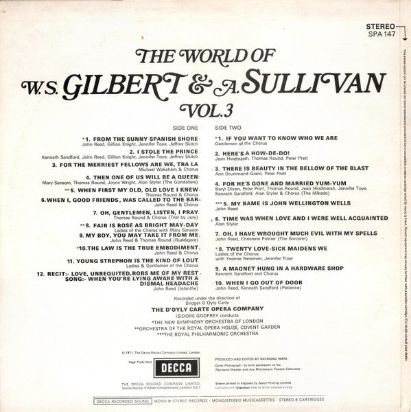 Gilbert & Sullivan : The World Of W. S. Gilbert & A. Sullivan - Vol.3 (LP)