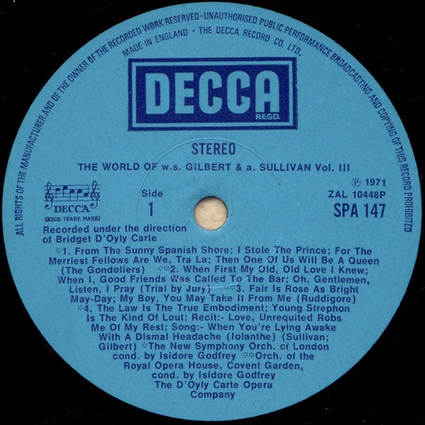 Gilbert & Sullivan : The World Of W. S. Gilbert & A. Sullivan - Vol.3 (LP)