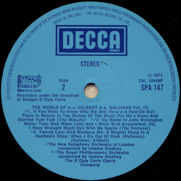 Gilbert & Sullivan : The World Of W. S. Gilbert & A. Sullivan - Vol.3 (LP)