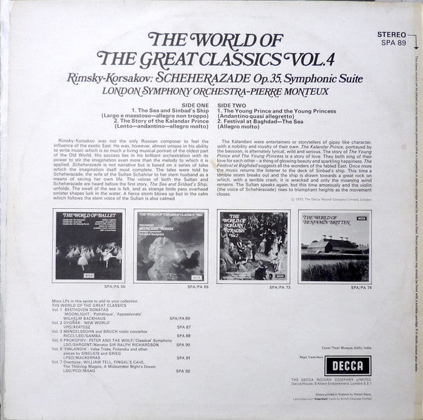 Nikolai Rimsky-Korsakov – London Symphony Orchestra, Pierre Monteux : Scheherazade (LP, Album, RE)