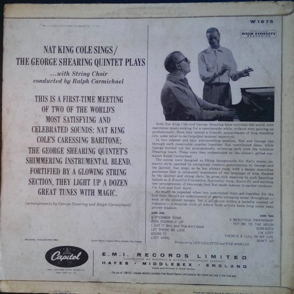 Nat King Cole / George Shearing : Nat King Cole Sings / George Shearing Plays (LP, Mono)