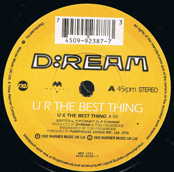 D:Ream : U R The Best Thing (7", Single, RE)