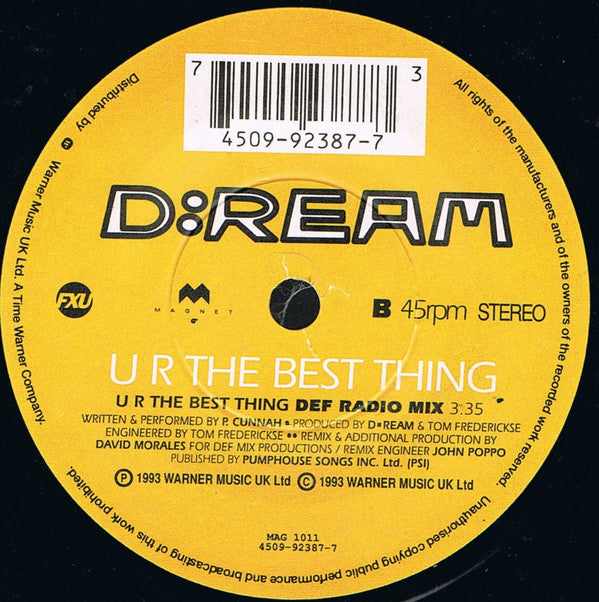 D:Ream : U R The Best Thing (7", Single, RE)