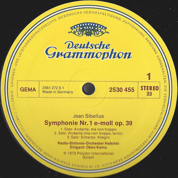 Jean Sibelius / Radion Sinfoniaorkesteri, Okko Kamu : Symphonie Nr. 1 E-moll (In E Minor) Op. 39 / Der Barde (The Bard) Op. 64 (LP)
