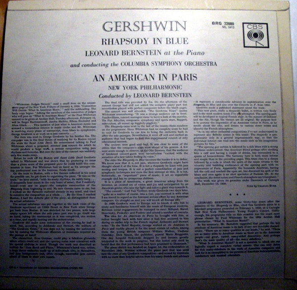Gershwin*, Leonard Bernstein : Rhapsody In Blue / An American In Paris (LP, Mono, RE)