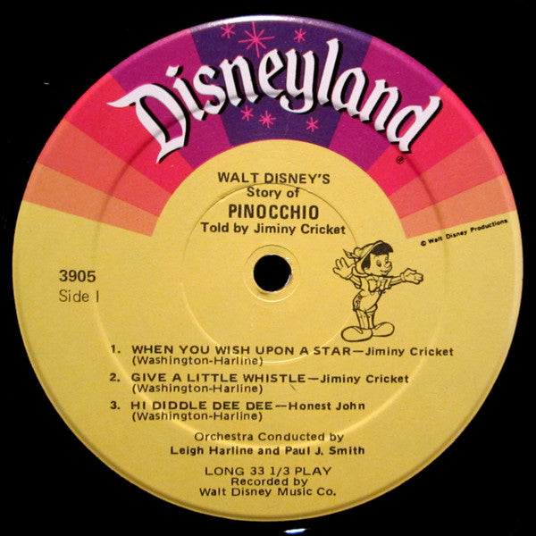 Jiminy Cricket : Story And Songs From Pinocchio (LP, Album, RE)
