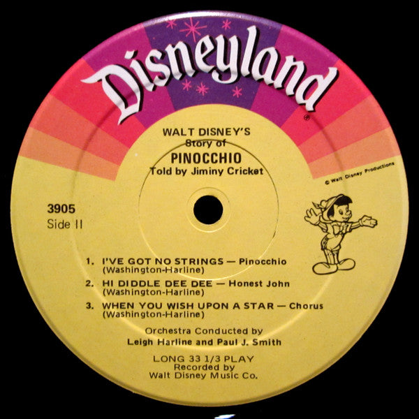 Jiminy Cricket : Story And Songs From Pinocchio (LP, Album, RE)