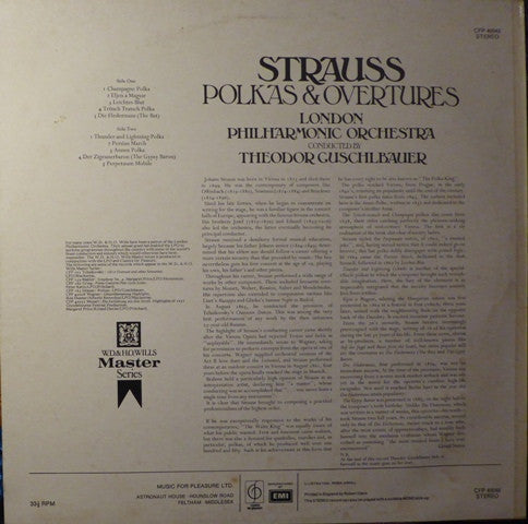 Johann Strauss Jr., Theodor Guschlbauer Conducts The London Philharmonic Orchestra : Polkas & Overtures (LP, Album)