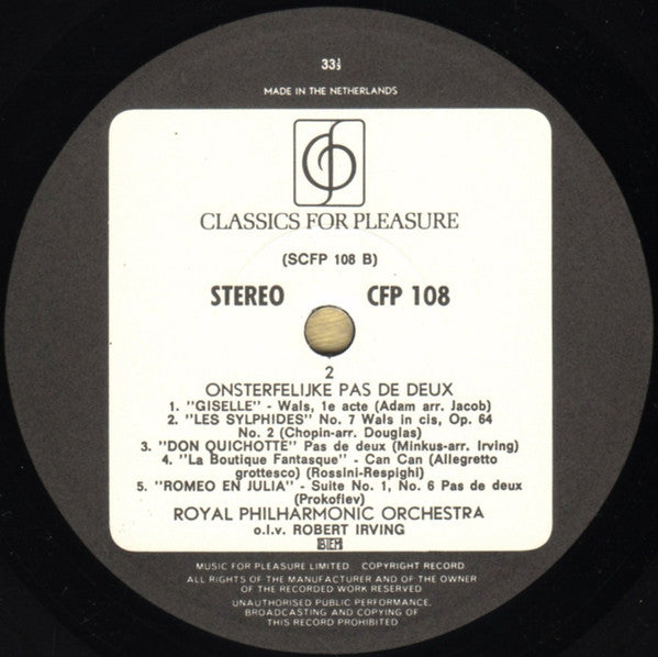 Royal Philharmonic Orchestra, Robert Irving (2) : Pas De Deux (LP, Album)