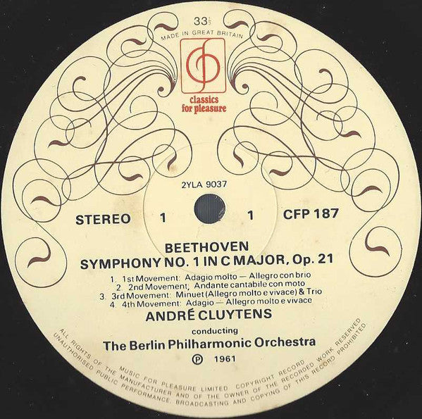 Ludwig van Beethoven / André Cluytens Conducts Berliner Philharmoniker : Symphony No.1 In C / Overtures: Coriolan & Leonora No.3 (LP, Comp)
