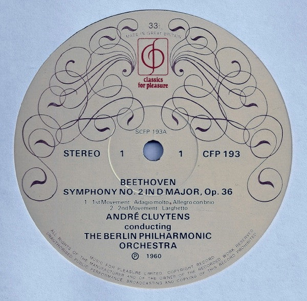 Ludwig van Beethoven, André Cluytens Conducts Berliner Philharmoniker : Symphony No.2 In D/Overture: Egmont (LP, Album, RE)
