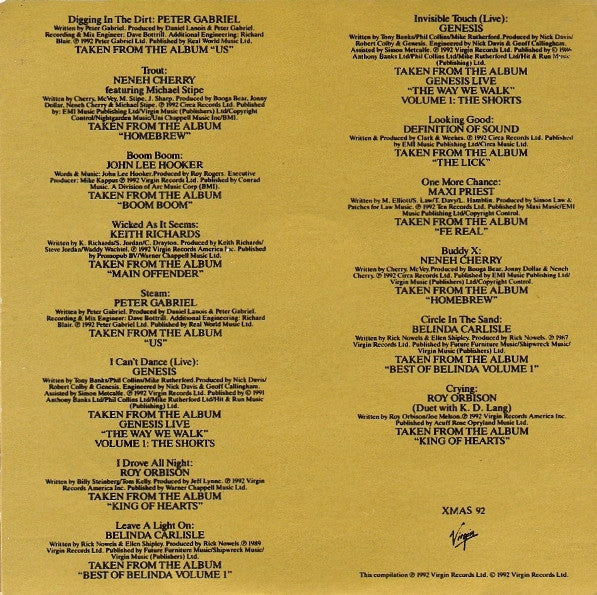 Various : Big Top Tunes From Virgin Christmas 1992 (CD, Comp)