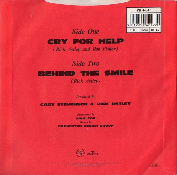 Rick Astley : Cry For Help (7", Single, Pap)