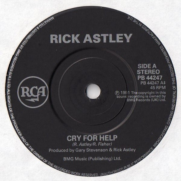 Rick Astley : Cry For Help (7", Single, Pap)