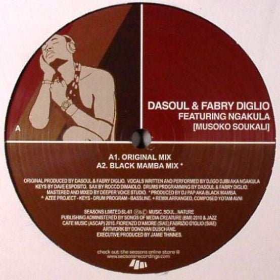 DaSoul & Fabry Diglio Featuring Ngakula : Musoko Soukali (12")