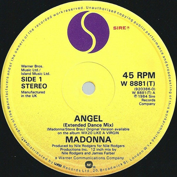 Madonna : Angel (Extended Dance Mix) (12", Single)