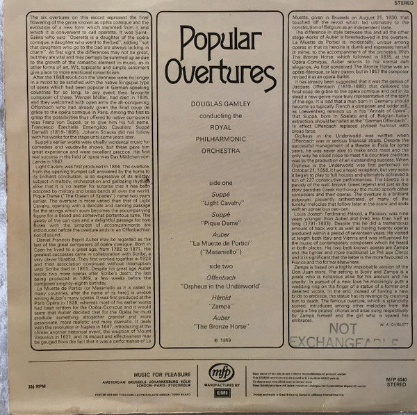 Various : Popular Overtures (LP, RE)
