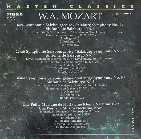 Mozart* : Three Salzburg Symphonies, Eine Kleine Nachtmusik (CD)
