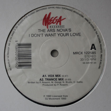 Ars Nova : I Dont Want Your Love (12")