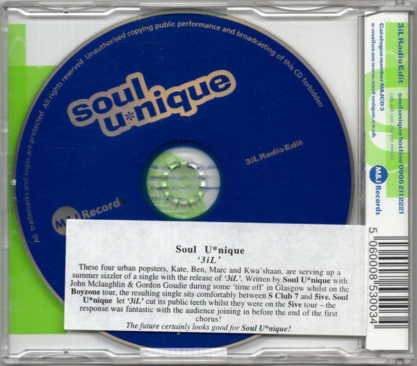 Soul Unique : 3iL (Radio Edit) (CD, Single, Promo)