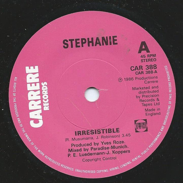 Stephanie (2) : Irresistible (7", Single)