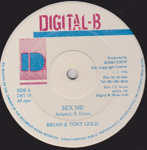 Brian & Tony Gold : Sex Me (12", Single)