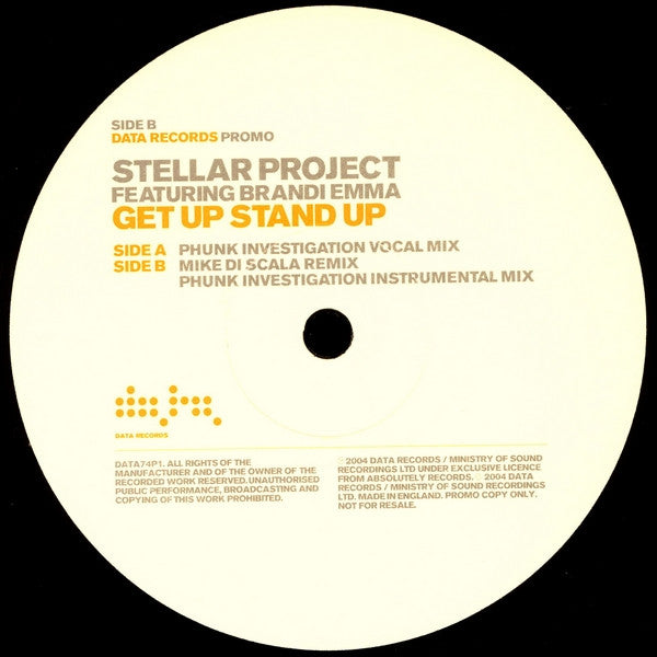 Stellar Project Featuring Brandi Emma : Get Up Stand Up (12", Promo, 1/5)