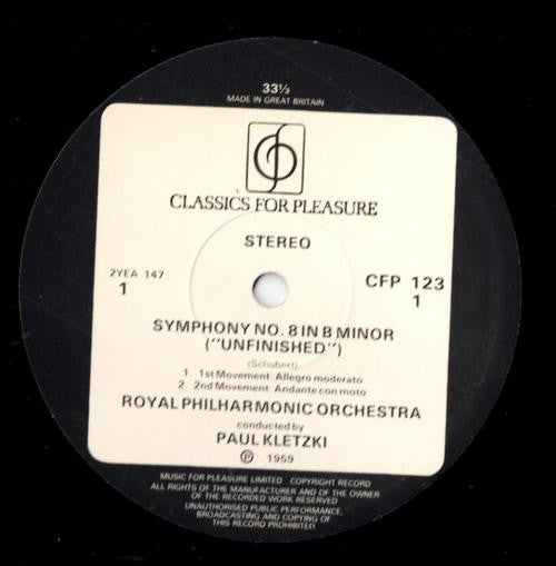 Franz Schubert, Royal Philharmonic Orchestra, Paul Kletzki : Unfinished Symphony/Incidental Music To Rosamunde (LP, Album, RE)
